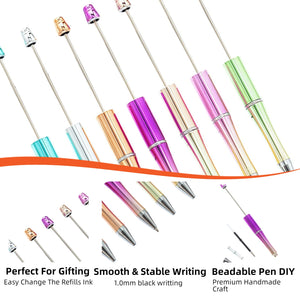 assorted vibrant UV plated beadable pens in multiple colors with premium gloss finish for DIY crafts
