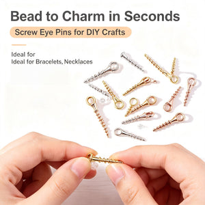 close up of threaded screw eye pin showing metal eyelet loop and screw post