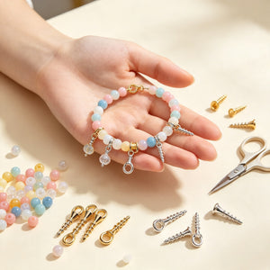 screw eye pins used to attach charms to beaded necklace for jewelry making