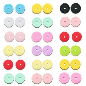 colorful 12mm flat round silicone spacer beads in assorted colors for crafts