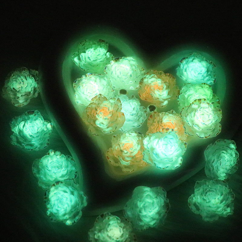 14pcs Luminous Flower Resin Charms