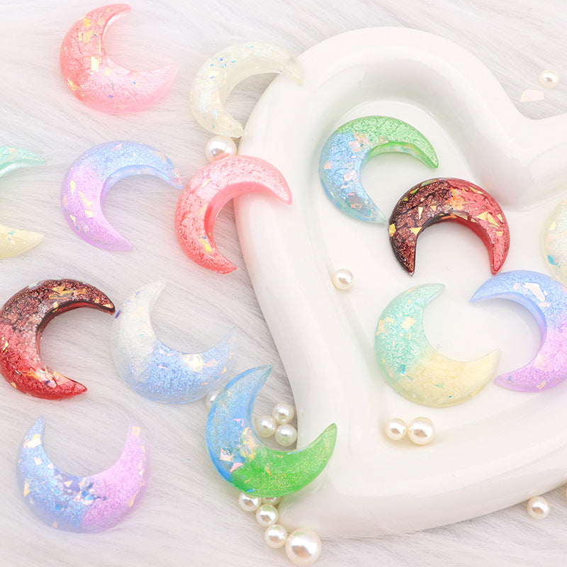14pcs Luminous Moon Resin Charms
