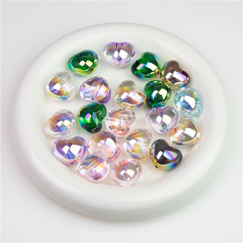 23mm 5pcs Transparent Straight-hole Heart Beads