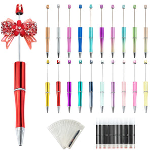 60-piece UV plated beadable pen craft kit with 20 plastic pens, 20 refills and 20 storage bags complete set