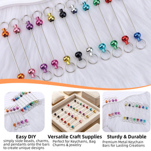 close up of unscrew design on metal beadable keychain bar showing easy assembly