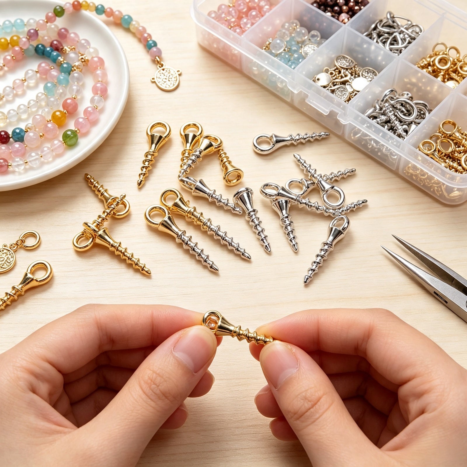bulk packaging of 200pcs screw eye pins in assorted colors for craft storage