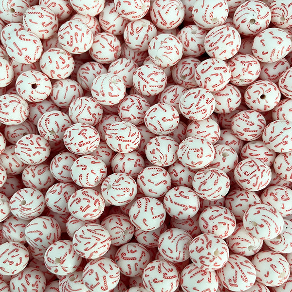 10pcs Candy Printed Silicone Beads