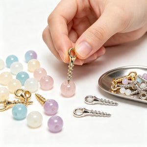 colorful screw eye pins in gold, silver, bronze, and copper tones for craft accessories