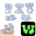 10pcs Glow in the Dark 3D Elephant Resin Animal Figurines