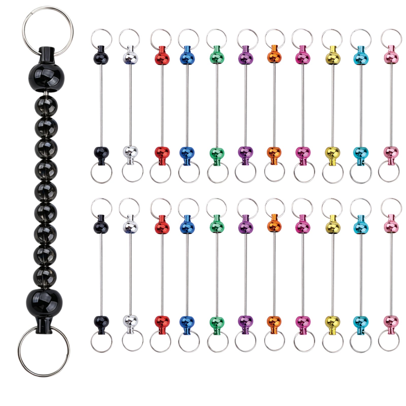 22 pack multicolor metal beadable keychain bars for DIY crafts and jewelry making