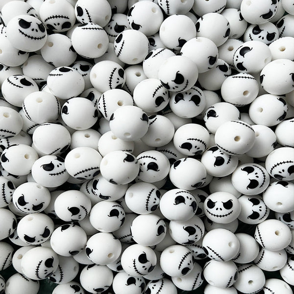 10pcs Jack Printed Silicone Beads