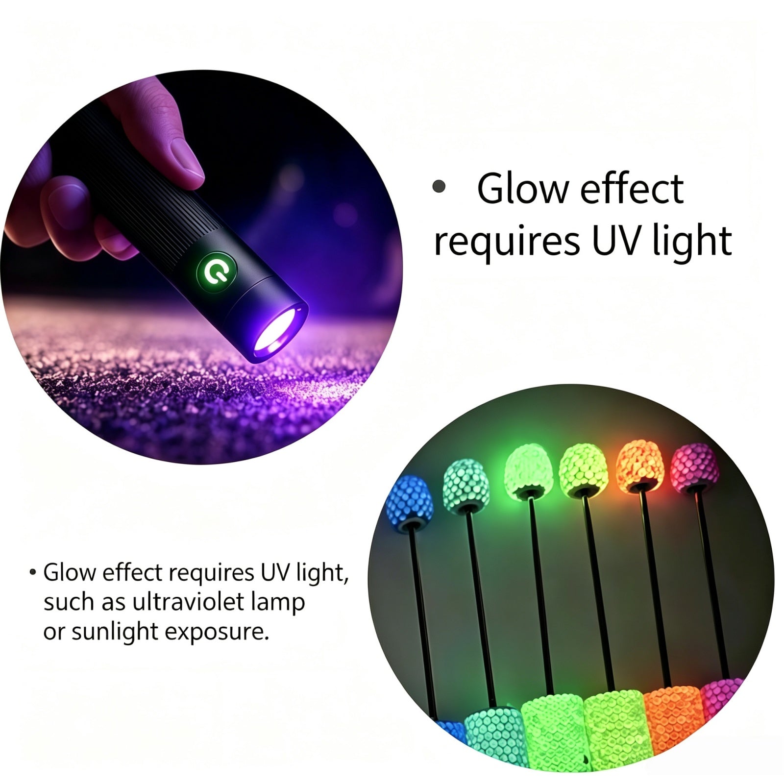 jelly luminous beadable pens glowing in the dark after charging in light showing magical glow effect