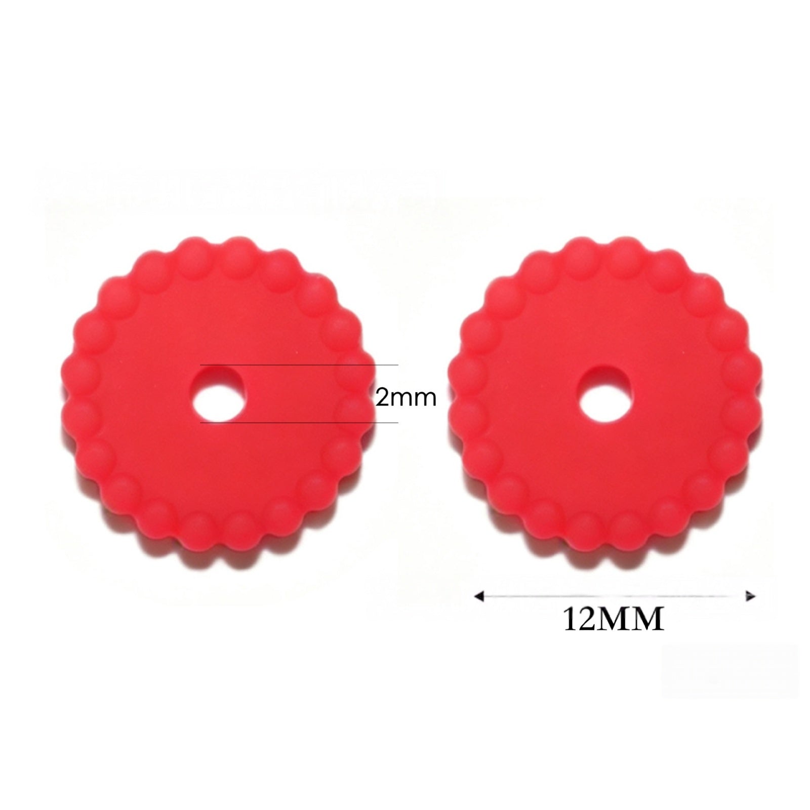 12mm silicone bead size comparison with 2mm hole for jewelry making