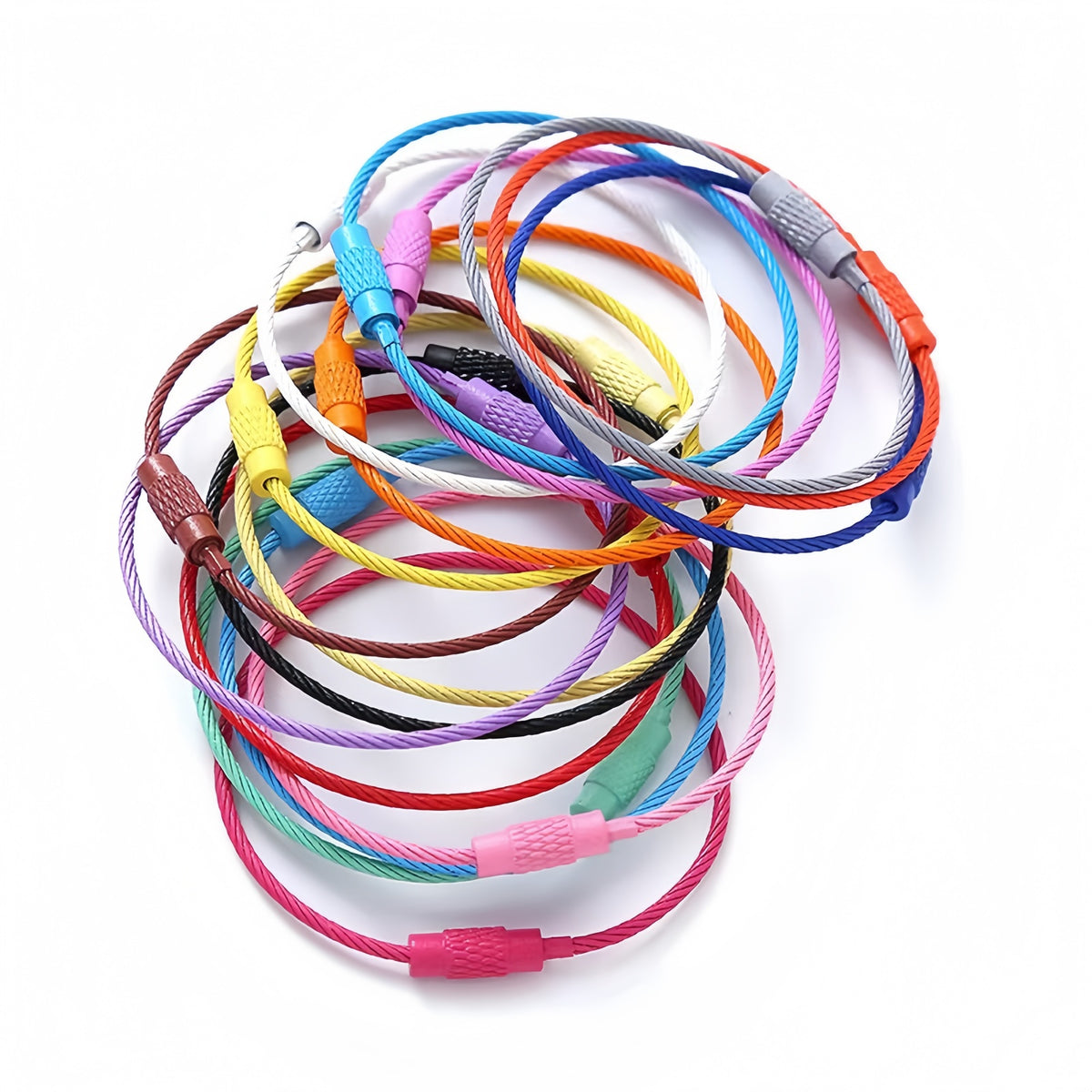 20 pack stainless steel key rings in 20 different colors one of each
