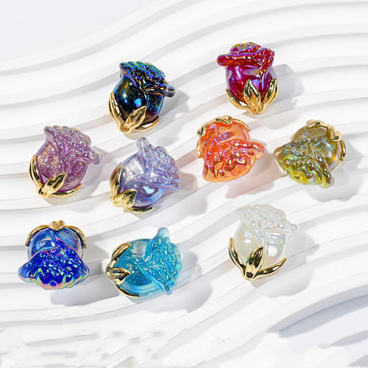 1pcs Straight Hole Rose Flower Pendant