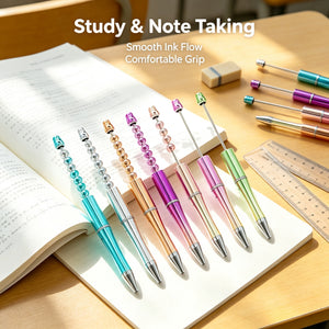 smooth 1.0mm black ink writing demonstration with UV plated beadable pen on notebook paper