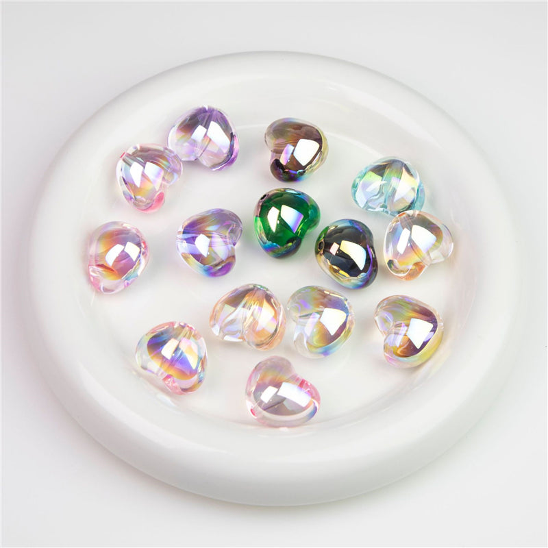 23mm 5pcs Transparent Straight-hole Heart Beads