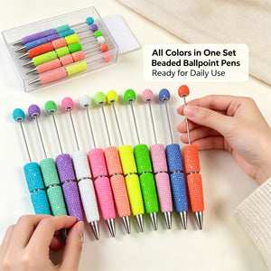 DIY craft project with jelly luminous beadable pens and colorful beads for custom decoration