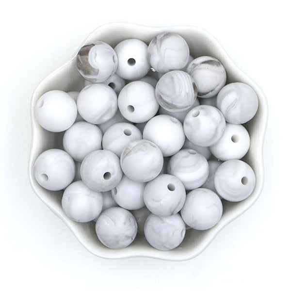 10pcs Marble Printed Silicone Beads