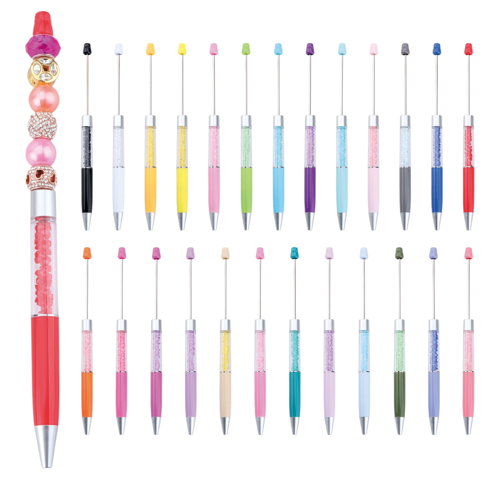 75-piece rhinestone empty barrel pens set with 25 DIY craft pens, 25 refills and 25 storage bags complete set
