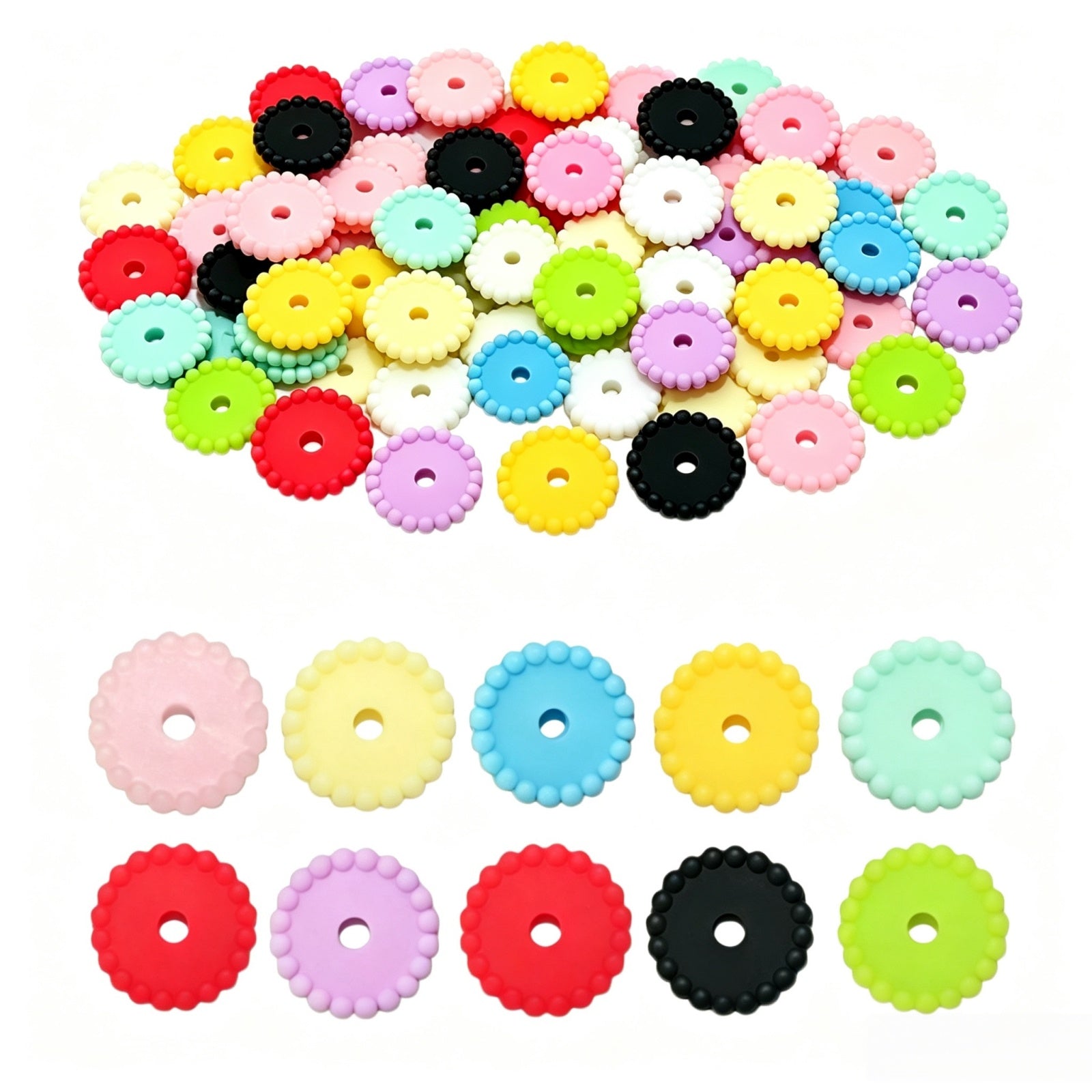 200 pack 12mm silicone spacer beads in assorted colors for DIY jewelry making