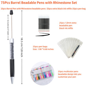 close up of hollow empty barrel on rhinestone pen showing space for filling with beads and charms
