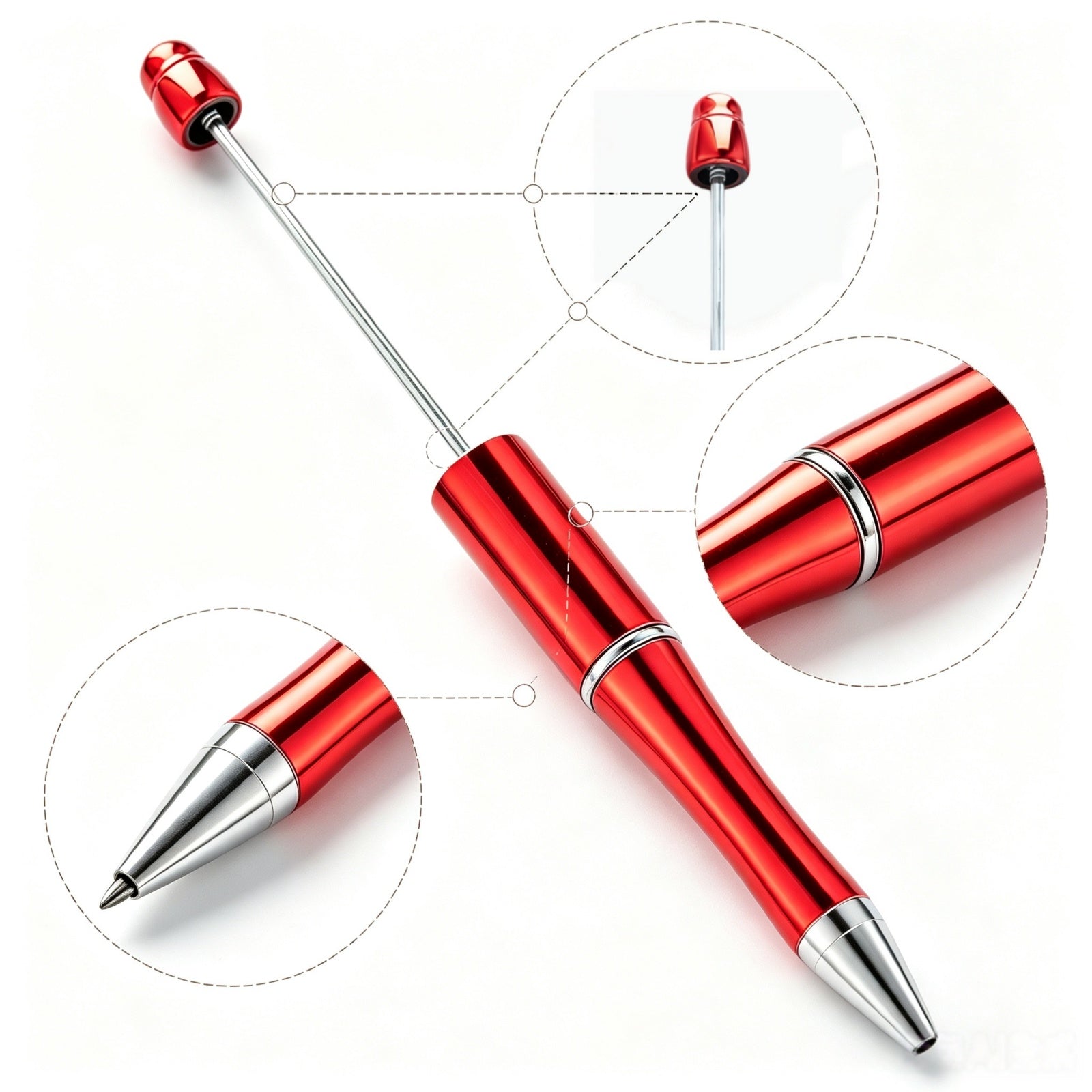 DIY craft project with UV plated beadable pens and colorful beads for custom decoration