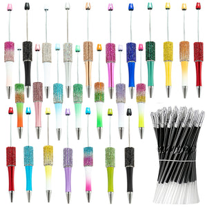 75-piece DIY diamond rhinestone beadable pen craft kit with 25 pens, refills, and storage bags complete set