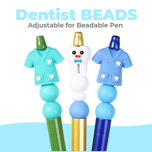 tooth silicone beads used as charms on DIY beadable pen