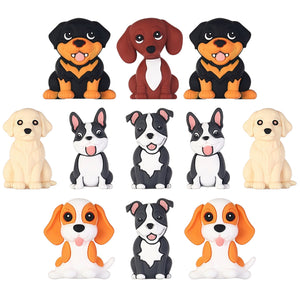 30 pieces of 3D cartoon dog silicone beads in 6 adorable puppy designs for DIY pen crafting and jewelry making