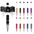 30-piece glitter gradient beadable pen kit with rhinestone pens black refills and storage bags complete set