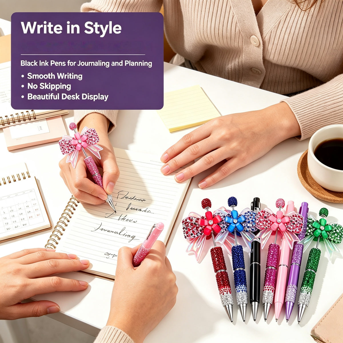 30-piece pen kit contents showing 10 pens 10 black refills and 10 matching storage pouches