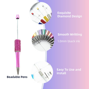 complete 75-piece beadable pen kit contents showing 25 pens, 25 refills, and 25 matching storage bags
