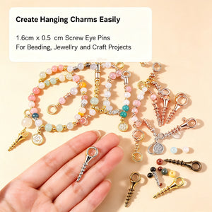 screw eye pins with beading tools and pliers for DIY jewelry making supplies