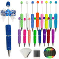 48-piece jelly luminous beadable pens craft kit with 16 fluorescent rhinestone pens, 16 refills and 16 storage bags complete set