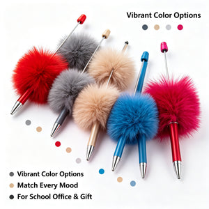 Complete 75-piece kit showing 25 pom-pom pens 25 refills and 25 protective pouches