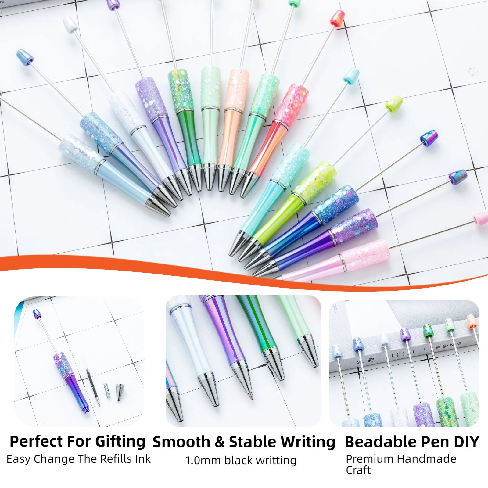 glitter gradient pen showing smooth color transition from light to dark with shimmering effect
