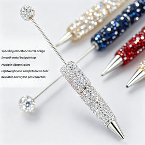 AB rhinestone beadable pen kit presented as teacher appreciation gift and birthday present with colorful pens in pouches