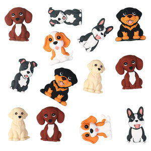 Close-up of 3D cartoon dog silicone bead showing detailed facial features and smooth BPA-free silicone texture