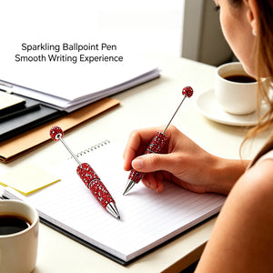 DIY beaded AB rhinestone pen decorated with colorful beads and charms inserted into hollow barrel