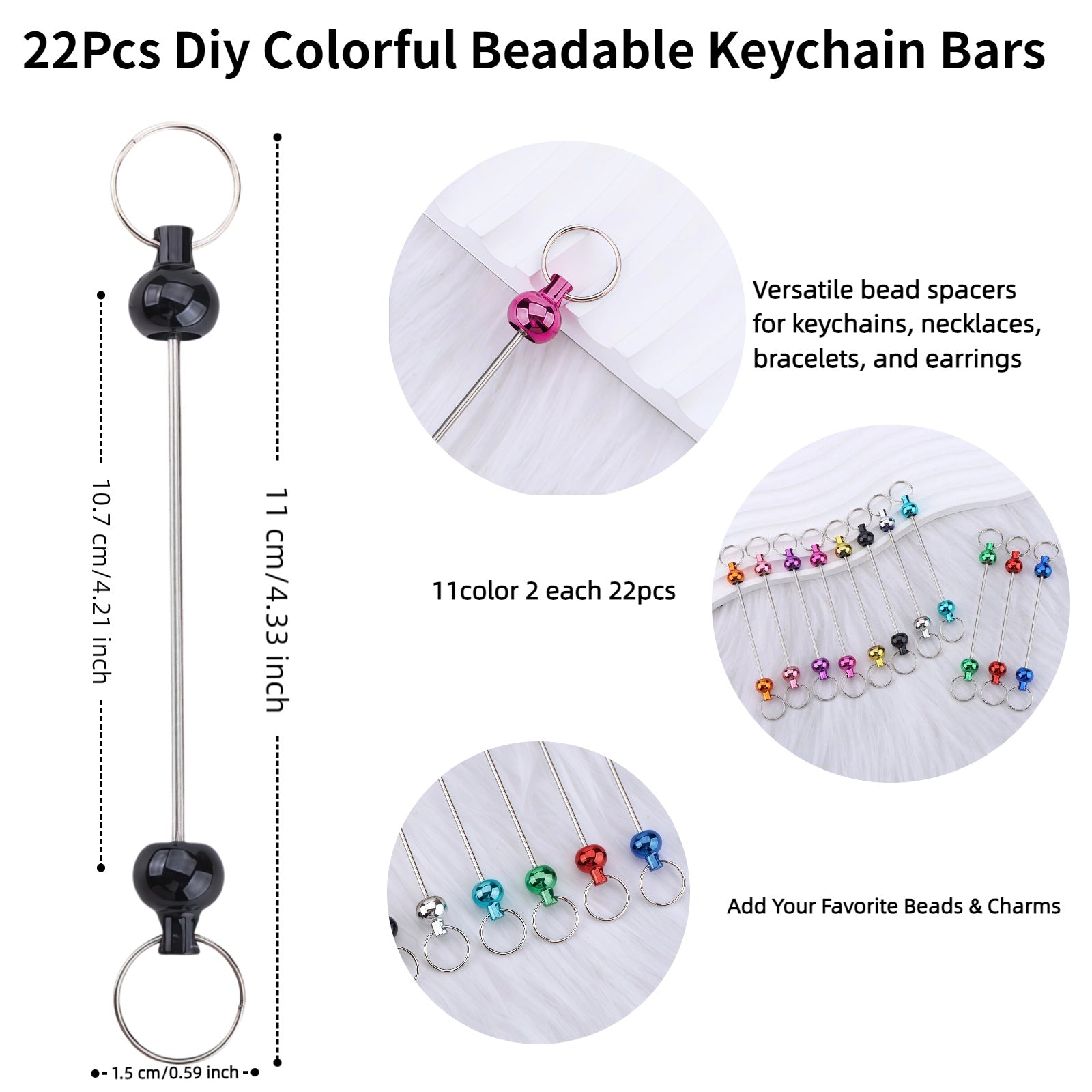 assorted colorful metal keychain bars in multiple finishes for DIY keychain making