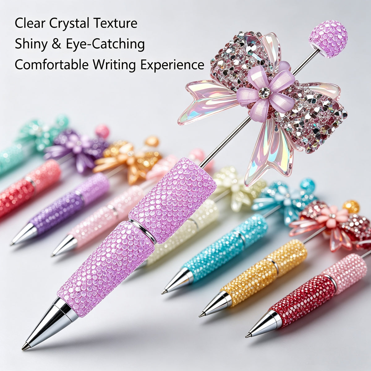 Hollow beadable pen barrel showing DIY design feature with space for adding beads and charms