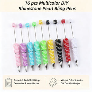 Close-up of pearlized non-slip grip on pearl rhinestone pen showing comfortable textured holding design