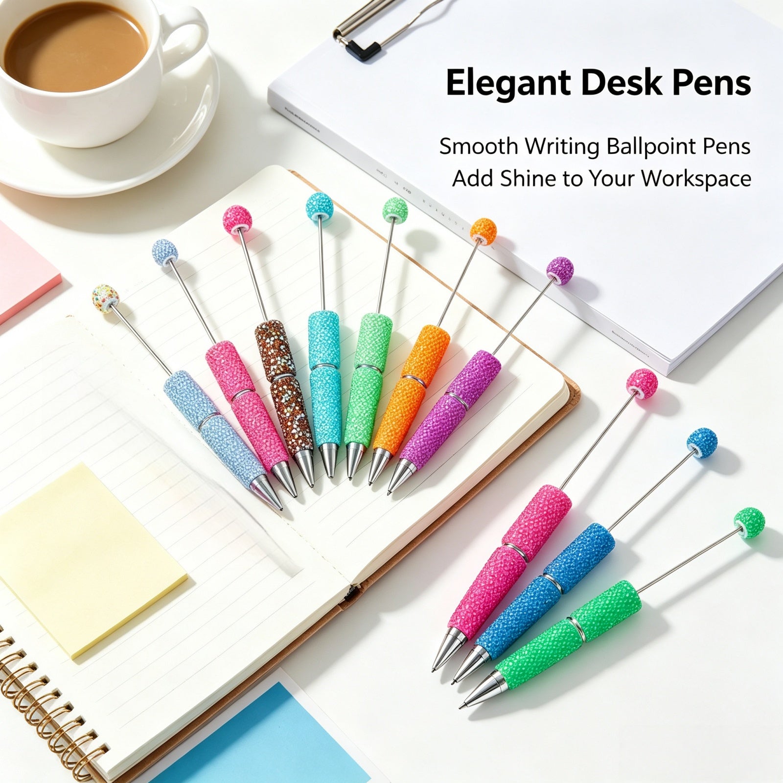 Smooth 1.0mm black ink writing demonstration with rhinestone pen on notebook paper